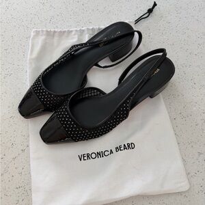 VERONICA BEARD — CELINE RHINESTONE MESH CAP-TOE SLINGBACK